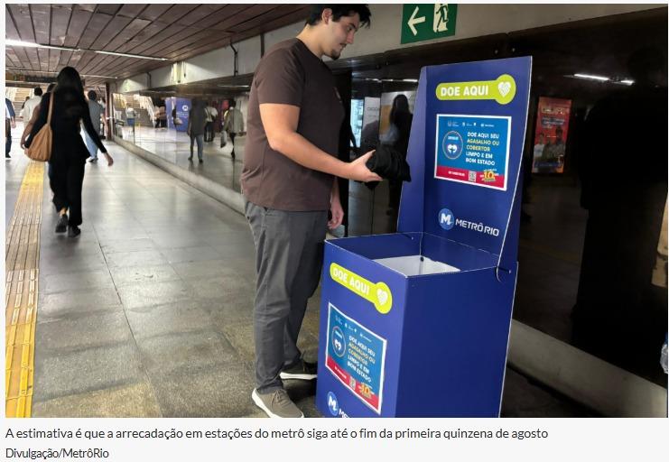 Estações do MetrôRio recebem doações para Campanha do Agasalho do Santuário Cristo Redentor