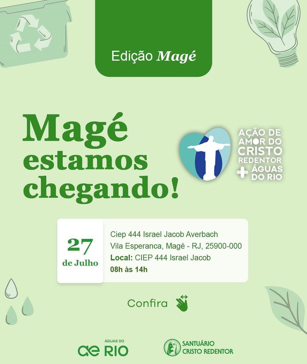 Quarta edição da Ação de Amor do Cristo Redentor oferecerá serviços gratuitos à população de Magé