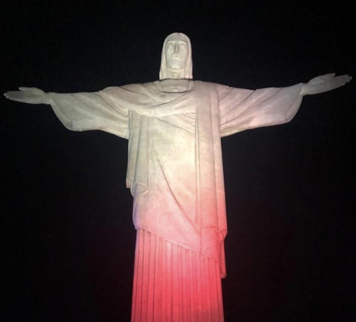 Cristo Redentor tem iluminação especial pelo Dia Nacional da Geórgia
